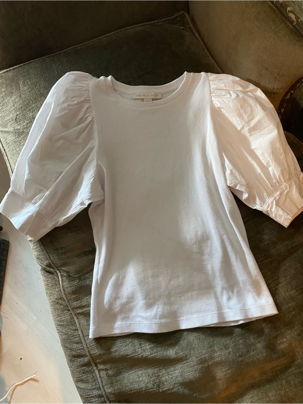 Chelsea & Violet White Puff Sleeve Top